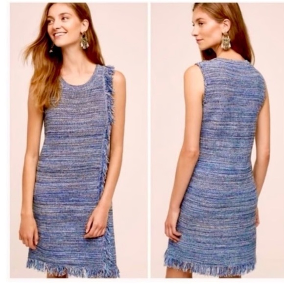 ANTHROPOLOGIE X HOLDING HORSES KNIT FRINGE BOHEMIAN MINI TANK DRESS - Picture 1 of 6